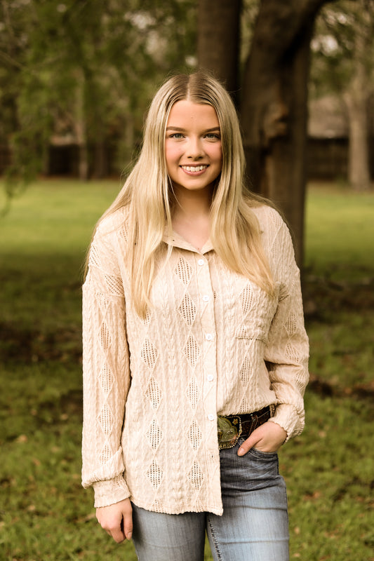 Beige Button Down Top