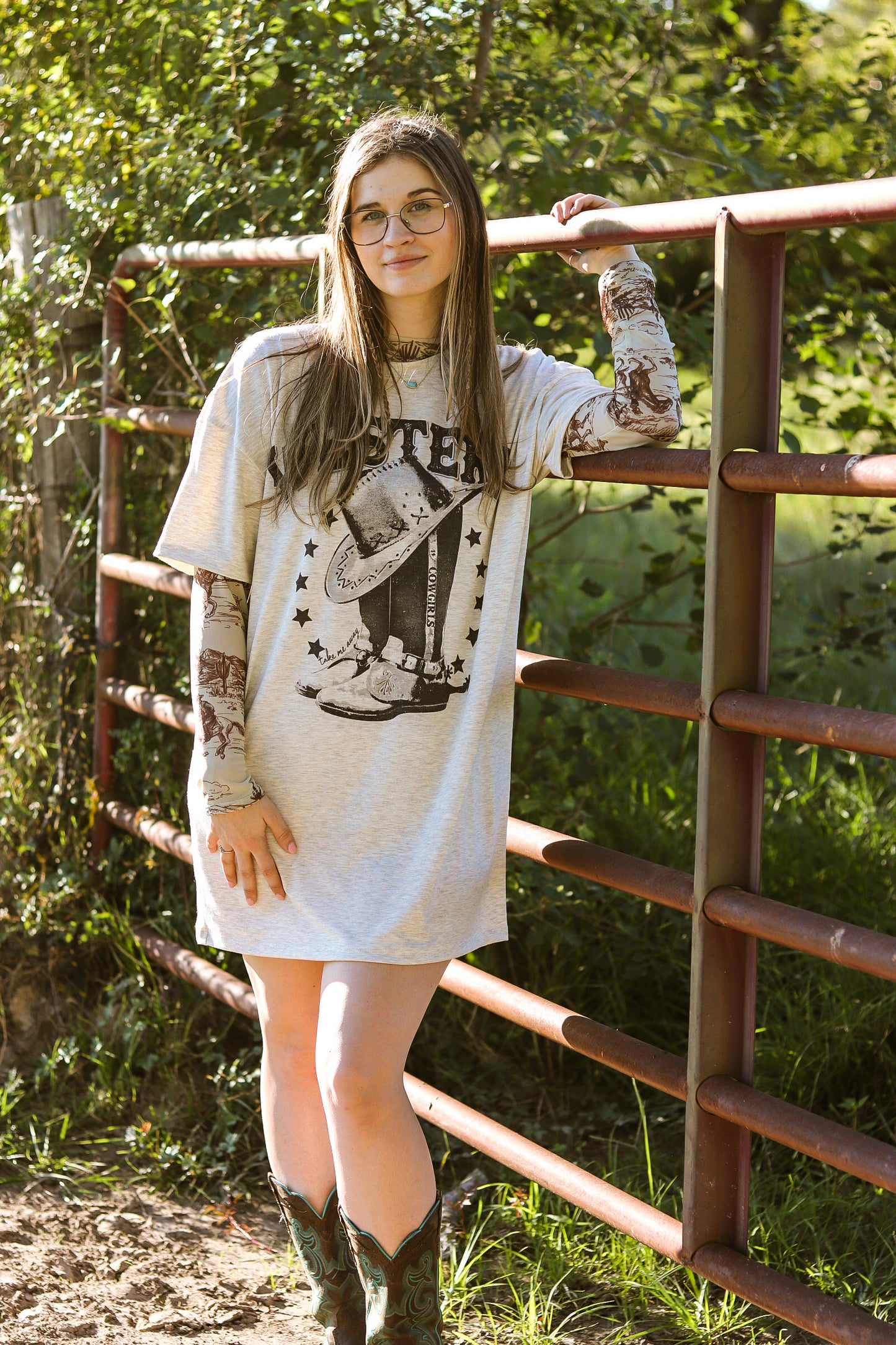 Western Boots Graphic T-shirt Dress