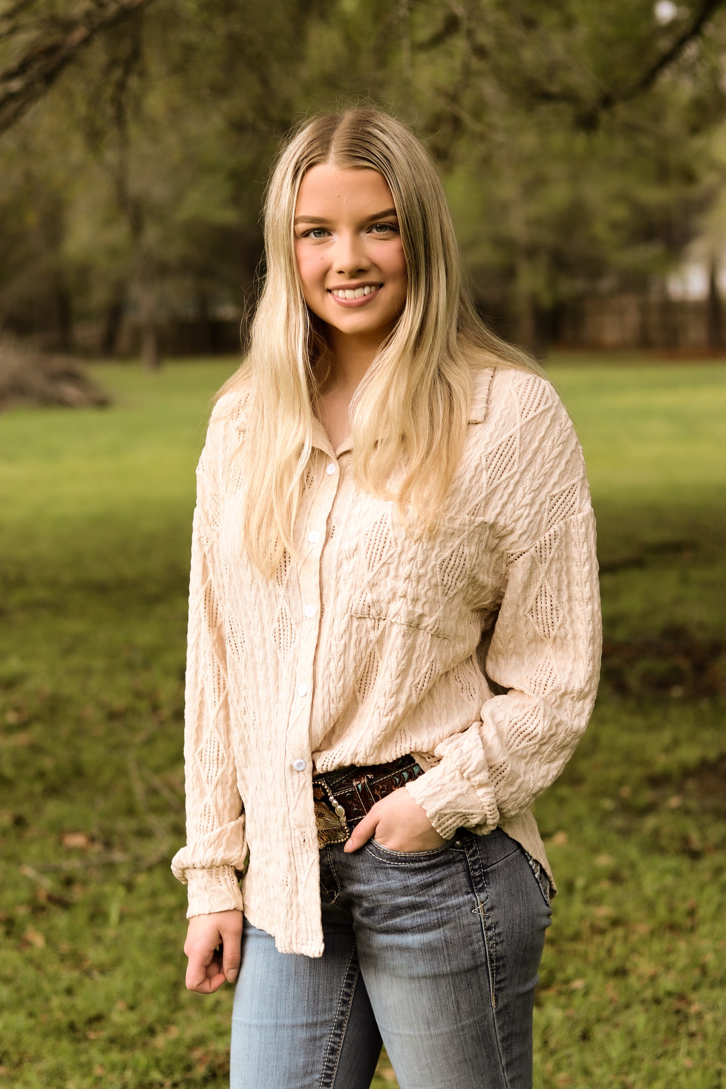 Beige Button Down Top