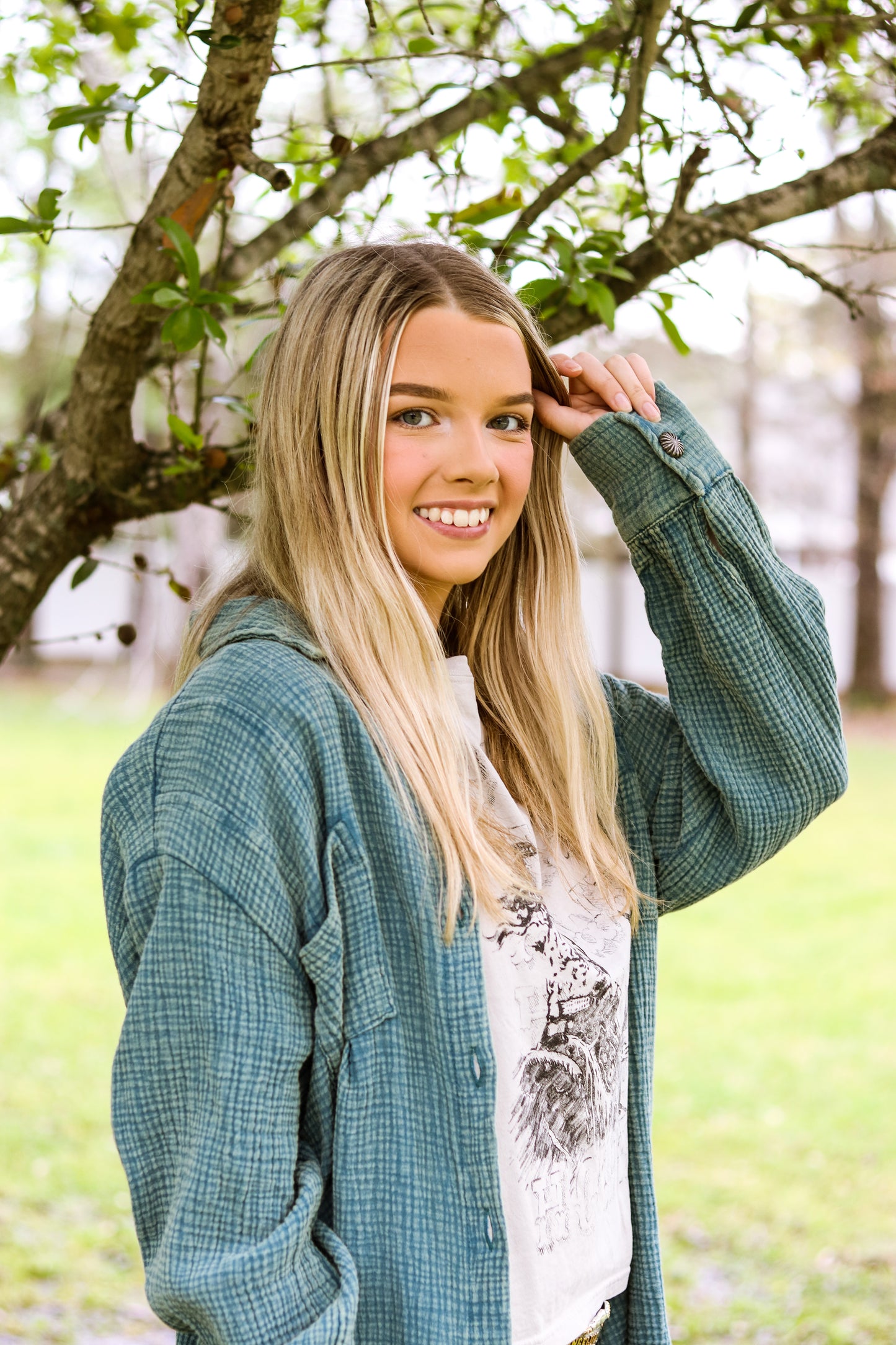 Teal Acres Button Up